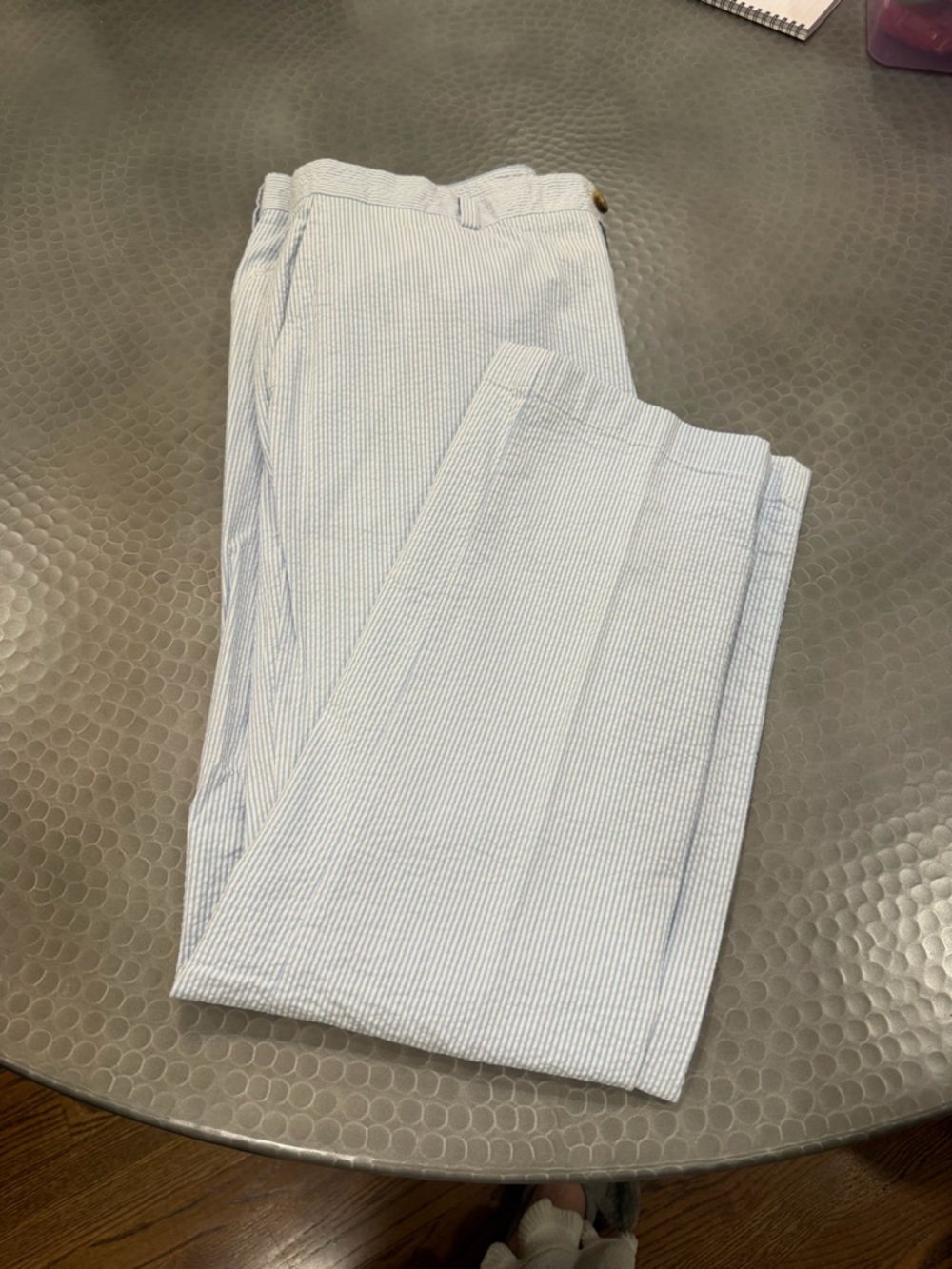 Vineyard Vines Light Blue & White Striped Seersucker Pants